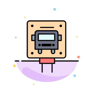 Otobüs, Durak, İşaret, Genel Soyut Düz Renk Simgesi Şablonu