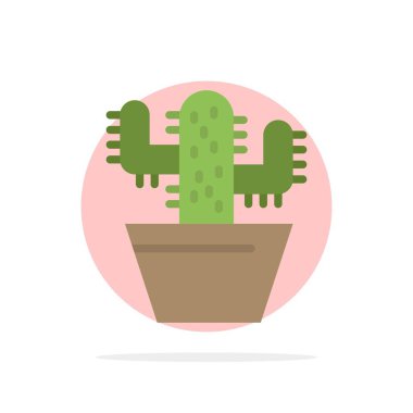 Kaktüs, Doğa, Saksı, Bahar Soyut Daire Arka Plan Düz colo
