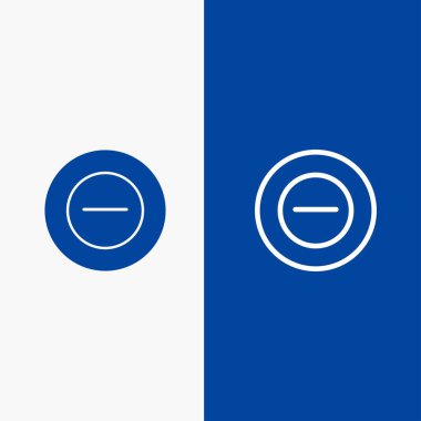 Hayır, Ekle, Daha Az Çizgi ve Glyph Solid simgesi Mavi afiş Hattı ve Gly