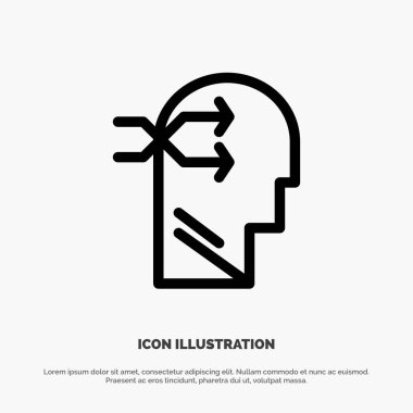 Zihinsel asmak, Kafa, Brian, Düşünme Hattı Simge Vektör
