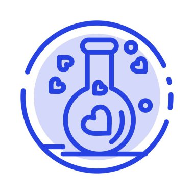 Şişe, Aşk, Kalp, Düğün Mavi Noktalı Çizgi Hattı Simgesi