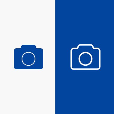 Kamera, Görüntü, Temel, Ui Line ve Glyph Katı simgesi Mavi afiş L