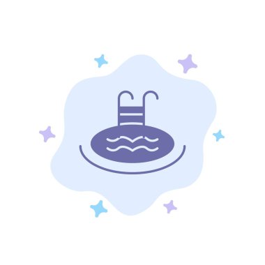 Otel, Havuz, Yüzme, Hizmet Mavi Simge Soyut Bulut Backg