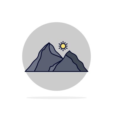 tepe, manzara, doğa, dağ, sahne Düz Renk Simge Vektör