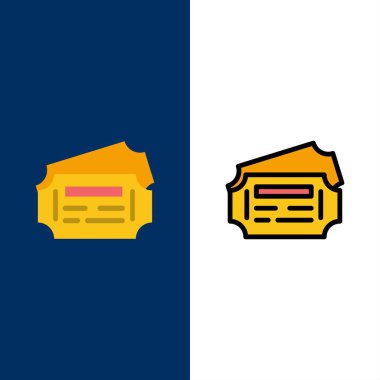 Tren, Bilet, İstasyon Simgeleri. Düz ve Çizgi Dolu Simge Seti Vec