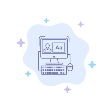 Bilgisayar, Ekran, Yazılım, Soyut Bulutta Mavi Simge Düzenleme 