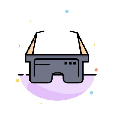 Sanal, Gözlük, Medikal, Göz Soyut Düz Renk Simgesi Şablonu