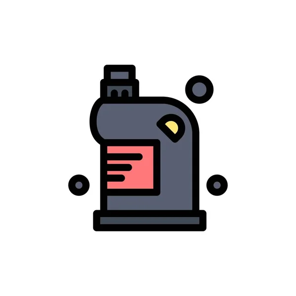 Schoon, schoonmaken, afvoer, vloeistof, huishoudelijke platte kleur pictogram. Vecto — Stockvector