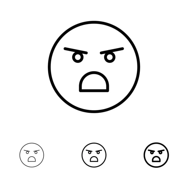 Emoji, Emozione, Debole, Sensazione Audace e sottile linea nera icona se — Vettoriale Stock