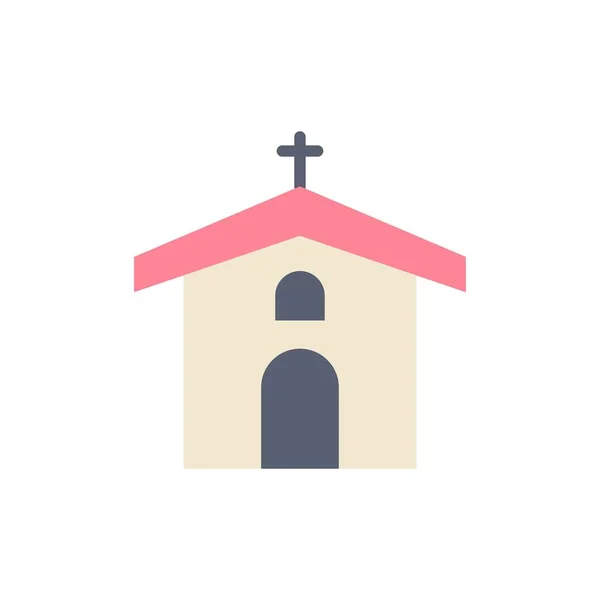 Kościół, święto, chrześcijański, krzyż, Wielkanoc płaski kolor ikona. — Wektor stockowy