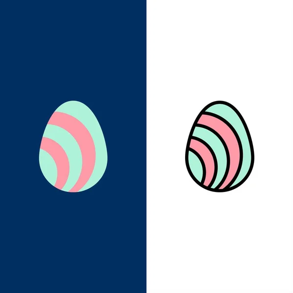 Eier, Ostern, Natur, Frühlingssymbole. flache und liniengefüllte Symbole — Stockvektor