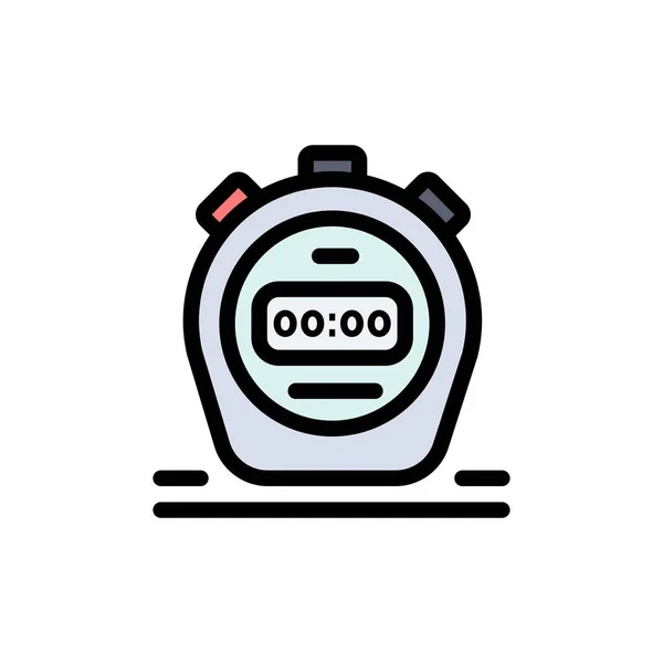 Timer, Stopwatch, Watch,  Flat Color Icon. Vector icon banner Te — Stock Vector