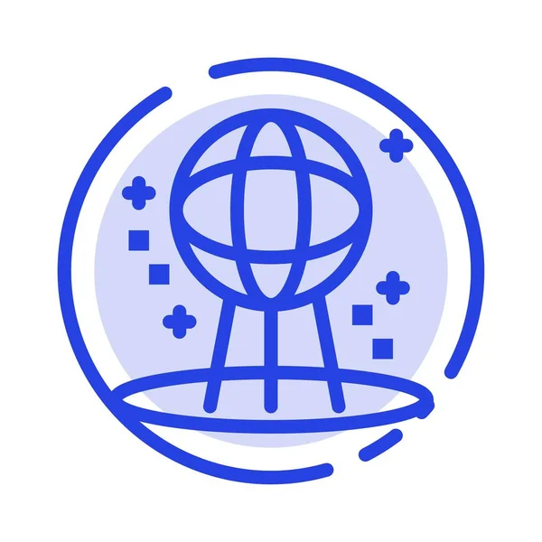 Astronomy, Earth, Space, World Blue Dotted Line Icon — стоковый вектор