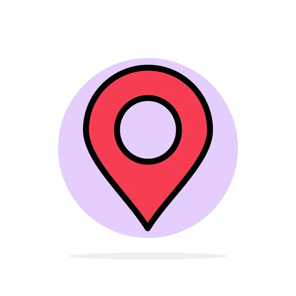 Mappa, Ubicazione, Pin, World Abstract Circle Sfondo Colore piatto — Vettoriale Stock