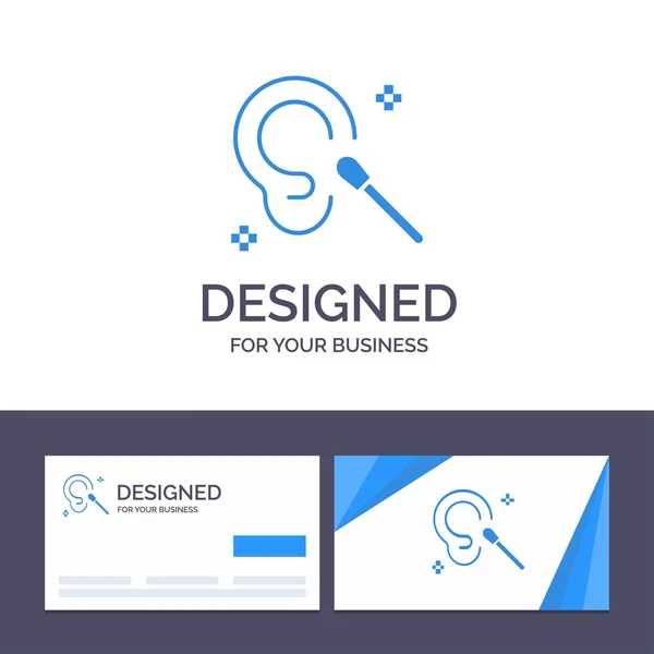 Modèle de carte de visite créative et logo bourgeons, oreille, nettoyage, cl — Image vectorielle