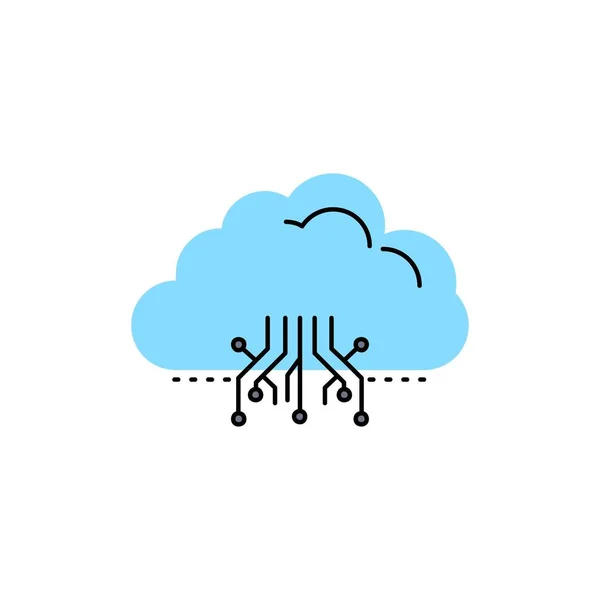 Cloud, informatique, données, hébergement, réseau Flat Color Icon Vector — Image vectorielle