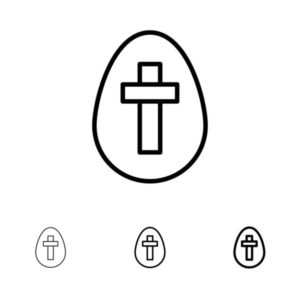 Яйцо, Пасха, Праздник, Знак Жирный и тонкая черная линия иконка набор — стоковый вектор
