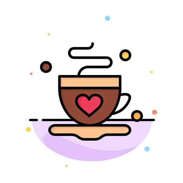 Copo, café, chá, amor abstrato modelo de ícone de cor plana — Vetor de Stock