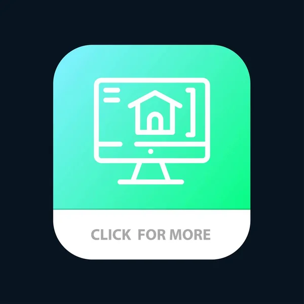 Komputer, Strona główna, dom przycisk aplikacji mobilnej. Android i iOS line ve — Wektor stockowy