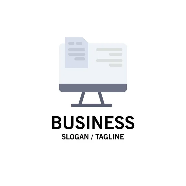 Υπολογιστής, αρχείο, εκπαίδευση, πρότυπο Online Business λογότυπο. Επίπεδη C — Διανυσματικό Αρχείο