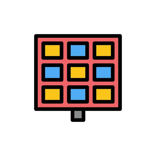 Panel, Solar, Bau flache Farbe Symbol. Banner mit Vektorsymbol — Stockvektor