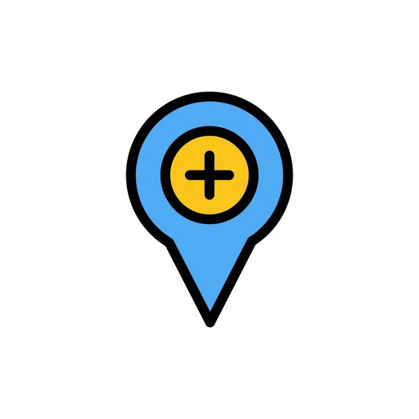 Ubicación, Mapa, Navegación, Pin, Plus Flat Color Icon. Vector ic — Vector de stock