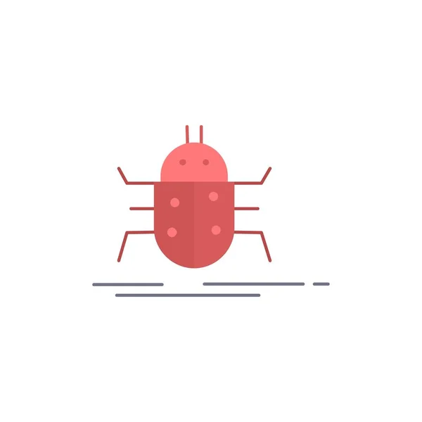 Bug, insetos, inseto, teste, vírus Flat Color Icon Vector — Vetor de Stock