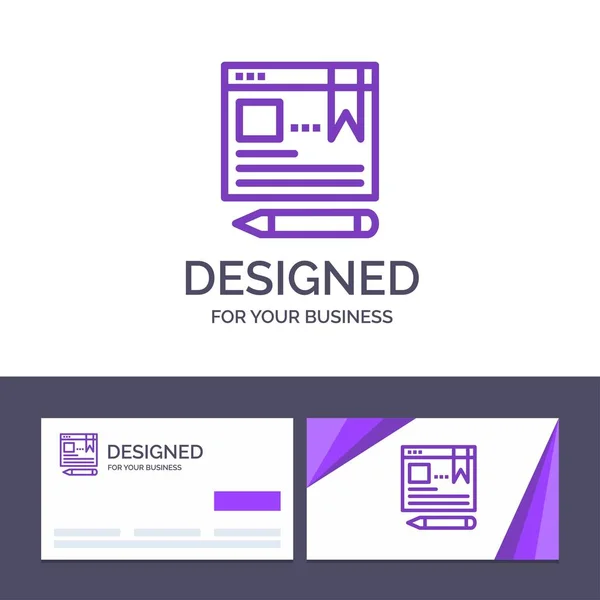 Modèle de carte de visite créative et logo Navigateur, Texte, Stylo, Edu — Image vectorielle
