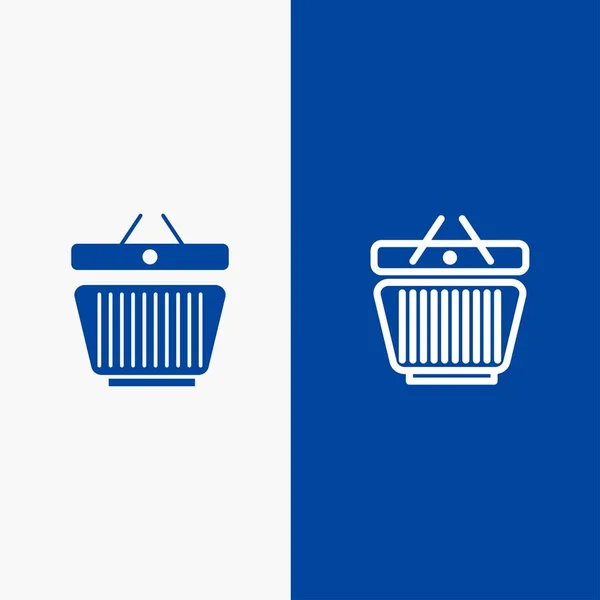 Koszyk, handel detaliczny, zakupy, koszyk linia i glif ikona bryła niebieski ba — Wektor stockowy