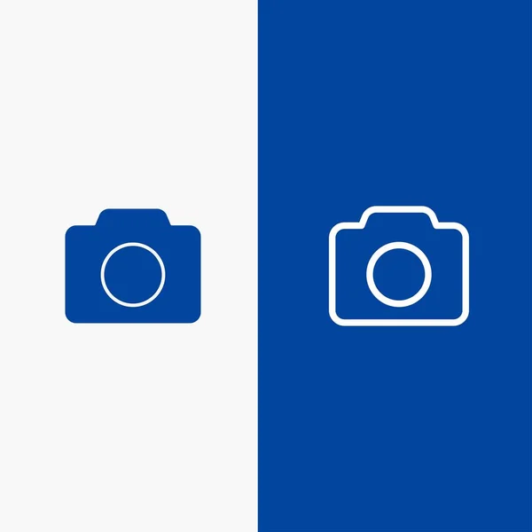 Camera, afbeelding, basis, UI-lijn en glyph effen pictogram blauwe banner L — Stockvector