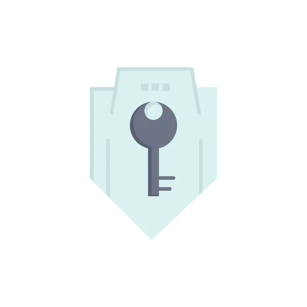 Toegang, sleutel, bescherming, beveiliging, Shield platte kleur icoon. Vect — Stockvector