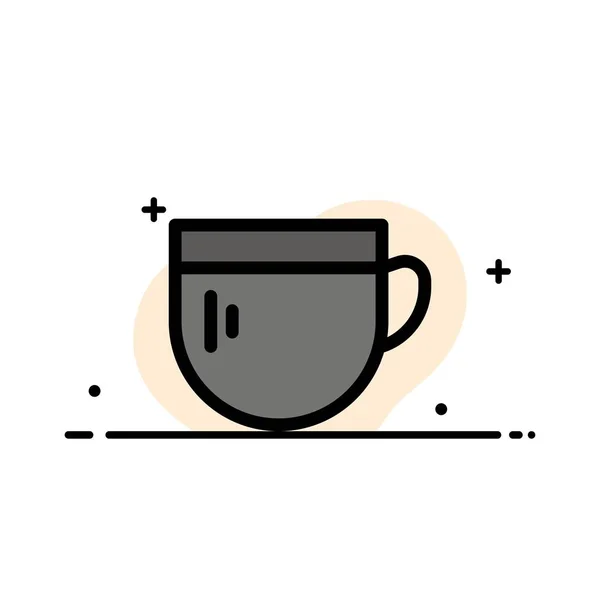 Taza, té, café, negocio básico línea plana llena icono Vector B — Archivo Imágenes Vectoriales