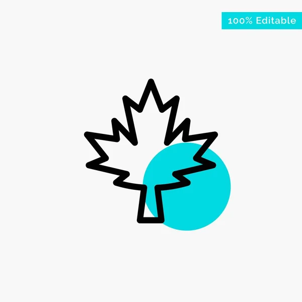 Kanada, liść, klon turkusowy podświetlany punkt okrąg ikona wektor — Wektor stockowy