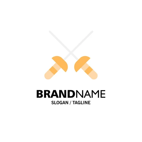 Scherma, Sabre, Sport Business Logo Template. Colore piatto — Vettoriale Stock