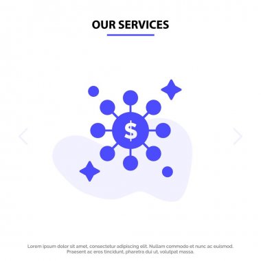 Hizmetlerimiz Dolar, Hisse, Ağ Katı Glyph Icon Web kartı Te