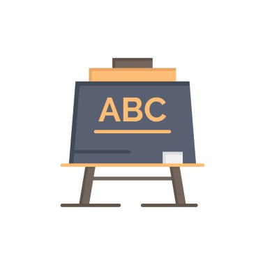 Öğrenme, Öğretmen, Abc, Board Flat Color Icon. Vektör simgesi bann