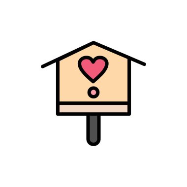 Kuş, Kuş Evi, Ev, Bahar Düz Renk Simgesi. Vektör simgesi ba