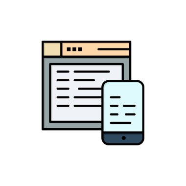 Duyarlı, Tasarım, Web Sitesi, Mobil Düz Renk Simgesi. Vektör ico