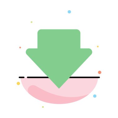 Ok, Aşağı, İndir Soyut Düz Renk Simgesi Şablonu