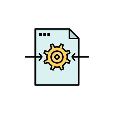 Dosya, dişli, ayar, ok düz renk simgesi. Vektör simgesi Banner 