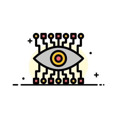 Göz, Saat, İnşaat İş Düz Hat Dolgulu Simge Vektör 