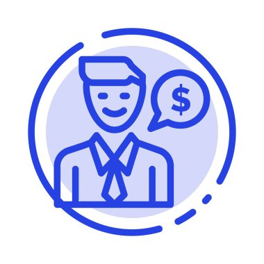 Adam, İş, İş, Dolar Mavi Noktalı Çizgi Simgesi
