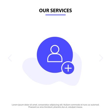 Hizmetlerimiz Ekle, İletişim, Twitter Katı Glyph Icon Web kartı Tem