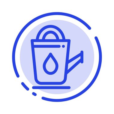 Banyo, Banyo, Duş, Su Mavisi Noktalı Çizgi Hattı Simgesi