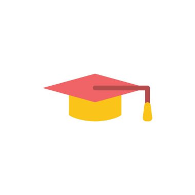 Akademik, Eğitim, Mezuniyet şapka Düz Renk Simgesi. Vektör ico