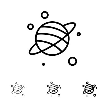 Astroloji, Planet, Space Bold ve ince siyah çizgi simge seti