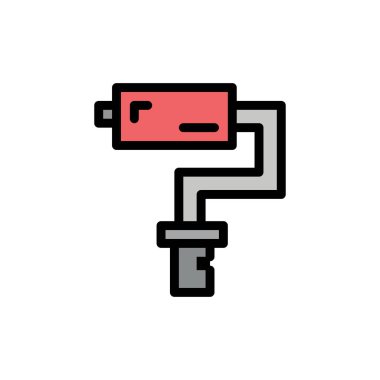 Boya rulo, fırça, boyacı, alet düz renk simgesi. Vektör simgesi