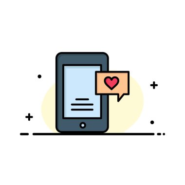 Mobil, Sohbet, Sohbet Bubble, Love Chat İş Logo Şablonu. Fla