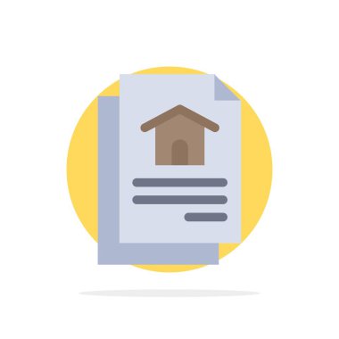 Dosya, belge, ev soyut daire arka plan düz renk simge