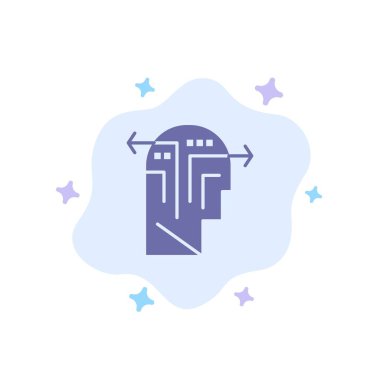 Strateji, Düşünme, Zihin, Soyut Bulut Backg Üzerinde Head Blue Icon